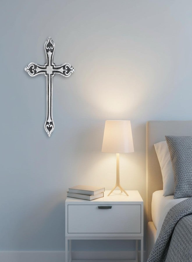 Castleore Easy Wall Hanging Home Decor Religious Christian Crosses for Wall | Best for Home, Office and As Gift | Size L 9.6 W 6.5 | (Antique Silver) - Image 2
