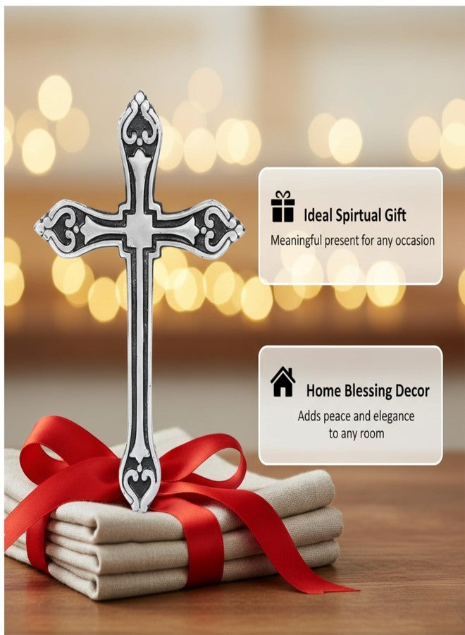Castleore Easy Wall Hanging Home Decor Religious Christian Crosses for Wall | Best for Home, Office and As Gift | Size L 9.6 W 6.5 | (Antique Silver) - Image 5