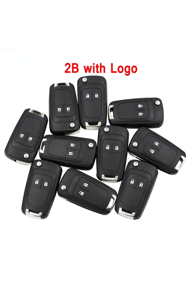 إيروريكس 10 قطع/مجموعة غطاء مفتاح قابل للطي بزرين لسيارة شيفروليه أفيو كروز، شفرة غير مقطوعة مع شعار - Image 1