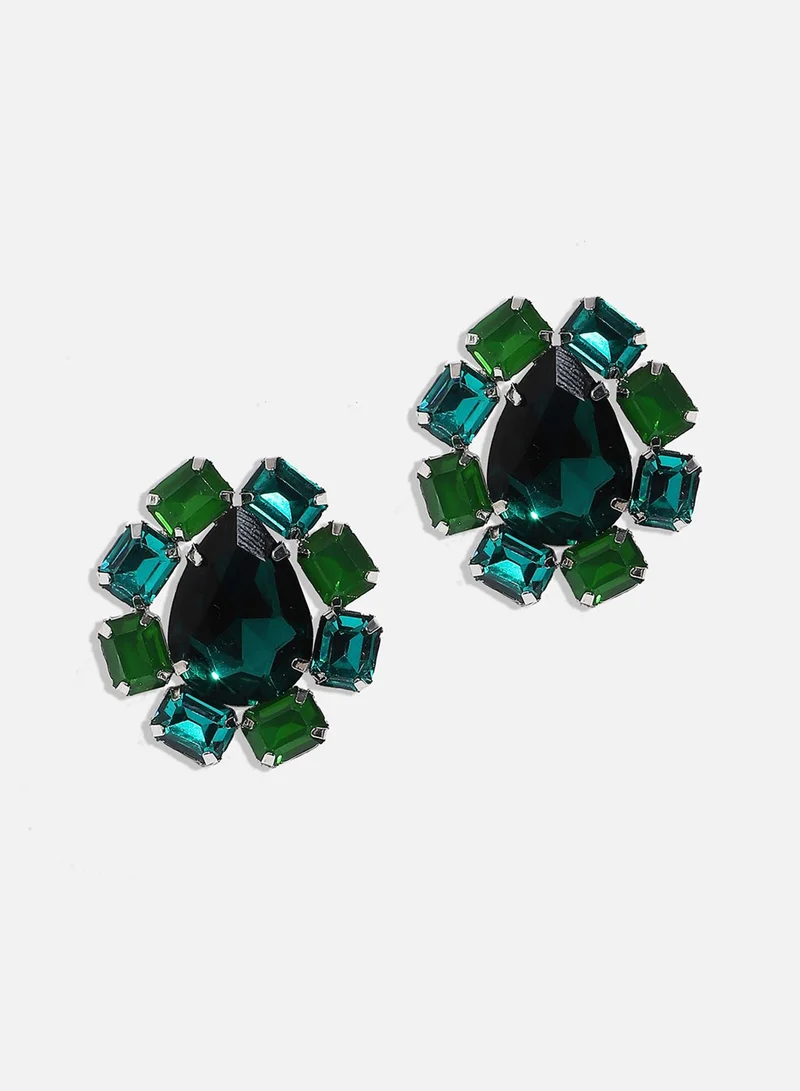 SOHI Crystal Pear Artificial Stud Earring Jewellery