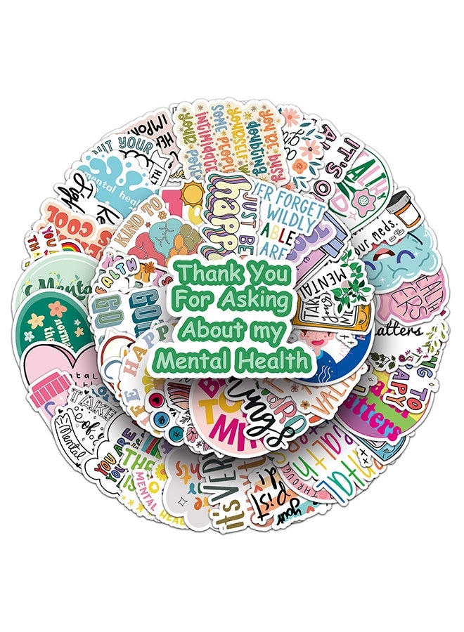 Lemon 100Pcs Mental Health Stickers Mental Health Matters Awareness Vinyl Laptops Decals Kids Teens Adults Gifts Therapist Water Bottles Bumper Helmet Book Decorative Doctor Reward Stickers - Image 1