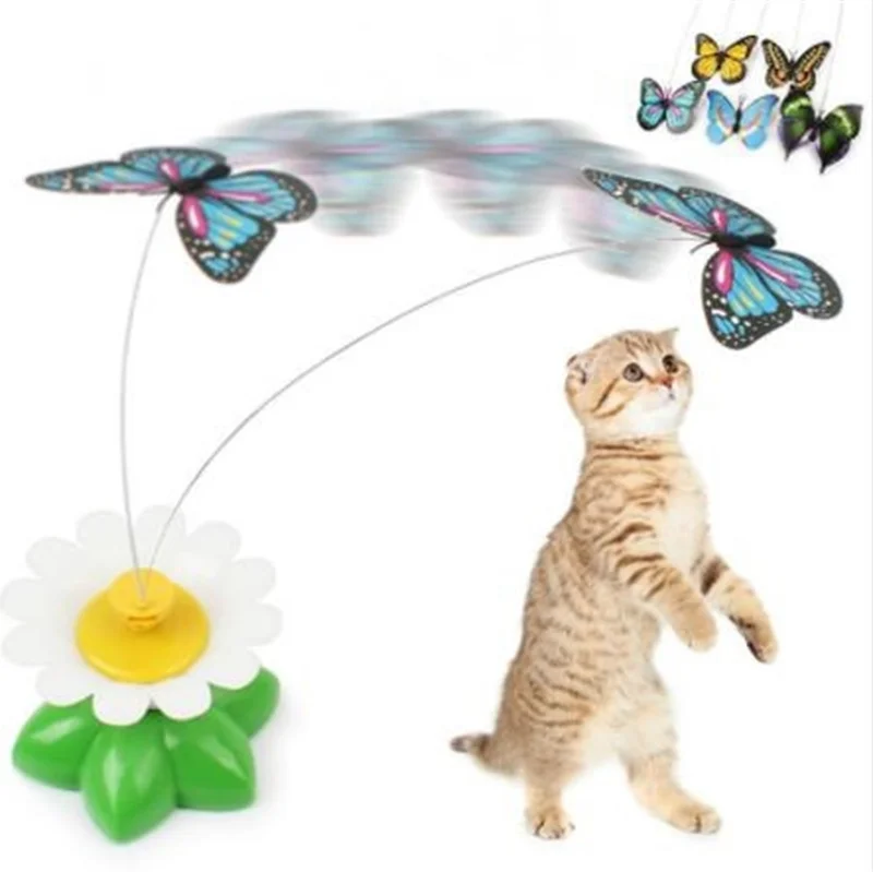 5 دي ام Animated Rotating Butterfly - Cat Toy (Battery Operated)