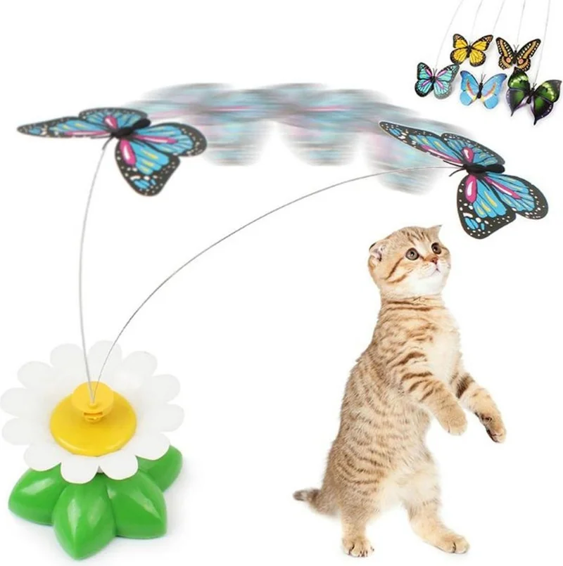 5 دي ام Animated Rotating Butterfly - Cat Toy (Battery Operated)