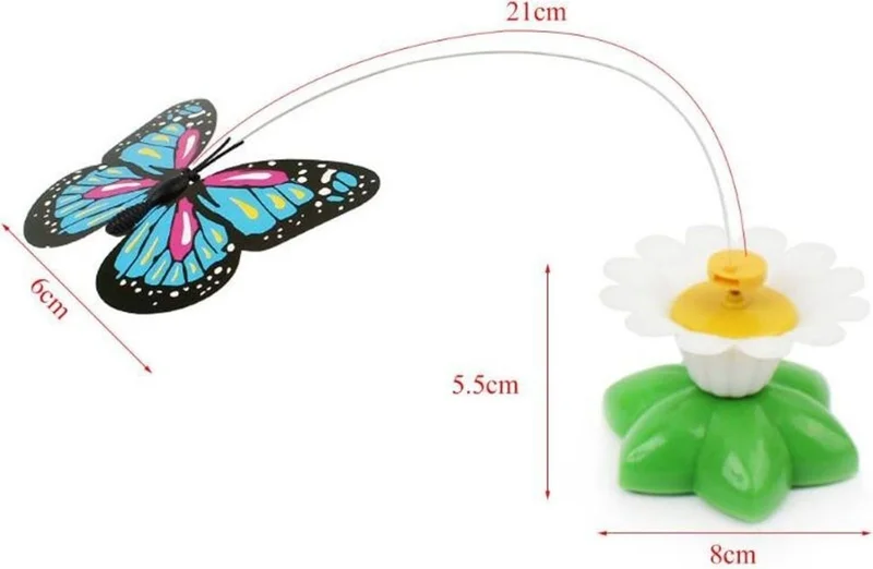 5 دي ام Animated Rotating Butterfly - Cat Toy (Battery Operated)