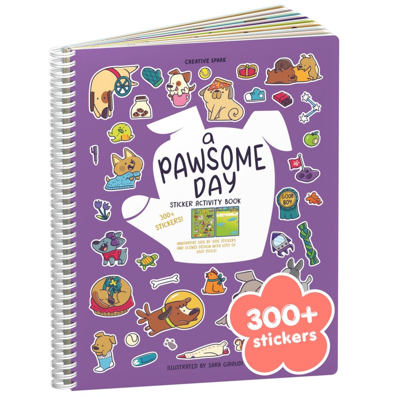 CUPKIN Pawsome Day 300 Kids Sticker Book by Cupkin Toddler Airplane Travel Coloring and Sticker Book Road Trip Essentials 8 Coloring Pages 8 Side by Side Scenes for Ages 28 Years - Image 2
