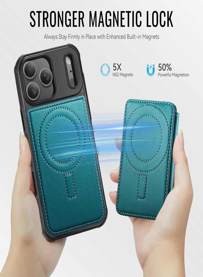 Usroom for iPhone 17 Pro Max Case Wallet Compatible with Magsafe, RFID Blocking Magnetic Card Holder 2 in 1 Detachable Kickstand Shockproof Phone Case for iPhone 17 Pro Max 6.9" Bluish Green - Image 2