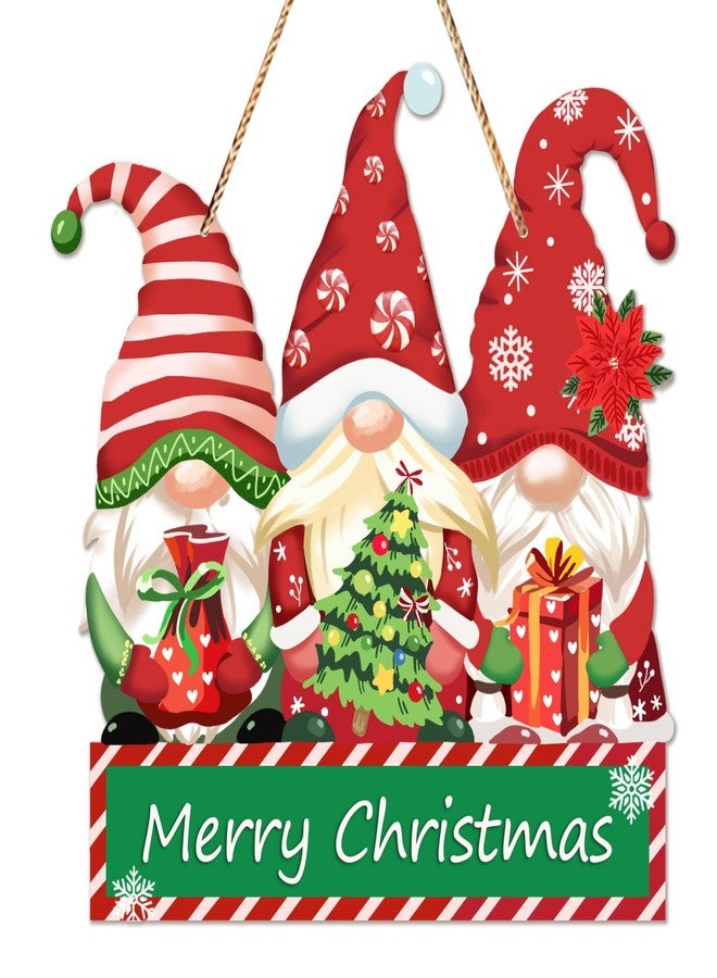 JUESMOS Christmas Door Sign Decorations Gnomes Hanging Sign Christmas Welcome Signs for Home Decor Door Hanger Rustic Farmhouse Front Door Sign for Wreath Outdoor Porch Xmas Decor - Image 1