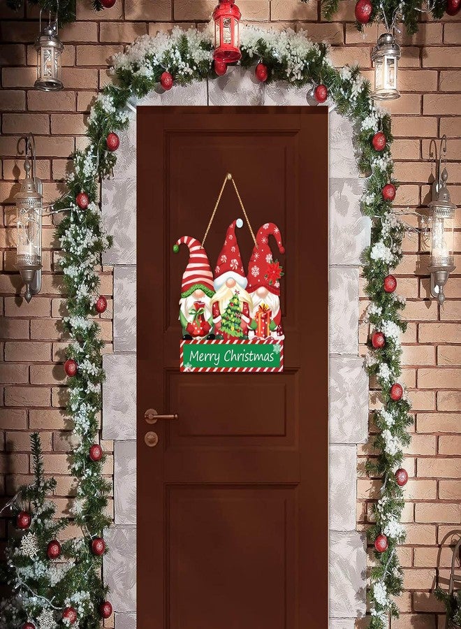 JUESMOS Christmas Door Sign Decorations Gnomes Hanging Sign Christmas Welcome Signs for Home Decor Door Hanger Rustic Farmhouse Front Door Sign for Wreath Outdoor Porch Xmas Decor - Image 4