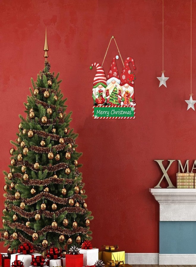 JUESMOS Christmas Door Sign Decorations Gnomes Hanging Sign Christmas Welcome Signs for Home Decor Door Hanger Rustic Farmhouse Front Door Sign for Wreath Outdoor Porch Xmas Decor - Image 3