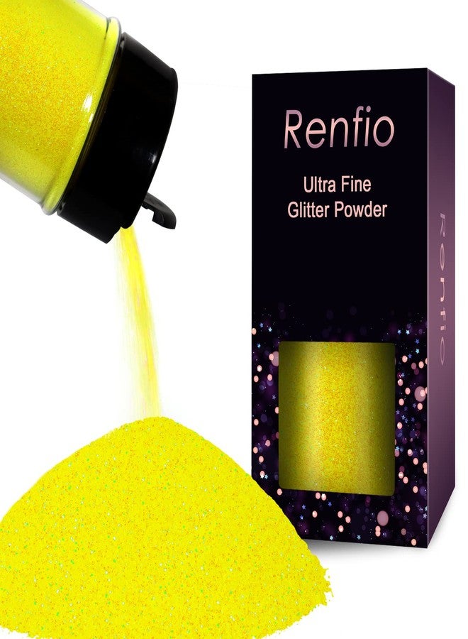 Renfio Iridescent Ultra Fine Glitter Powder Resin Supplies Glitters 1.94 Oz (55g) PET Flake Crafts Sequins 1/128" 0.008" 0.2mm Epoxy Chips Flakes for Tumblers Slime Painting - Fluorescent Yellow - Image 1