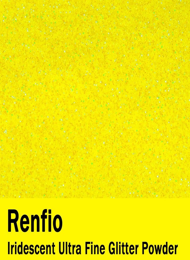 Renfio Iridescent Ultra Fine Glitter Powder Resin Supplies Glitters 1.94 Oz (55g) PET Flake Crafts Sequins 1/128" 0.008" 0.2mm Epoxy Chips Flakes for Tumblers Slime Painting - Fluorescent Yellow - Image 2
