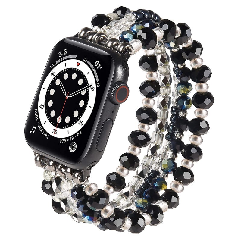 VISOOM Beaded Bracelet Compatible for Apple Watch Band 40mm/38mm/41mm/42mm Series11 10 9 8 7 Se(3 2 1) Series 6/5/4 Women Fashion Cute Handmade Stretchy Watch Strap for iWatch Bands Series 3/2/1 - Image 1