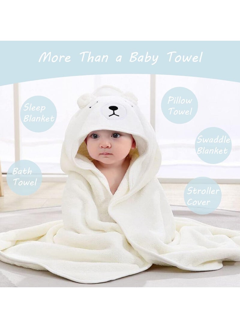 غنافوتو منشفة أطفال قطنية بغطاء رأس، منشفة حمام لطيفة لحديثي الولادة والرضع والأطفال الصغار، مناشف أطفال بغطاء رأس للبنات والأولاد 80 * 80 سم - Image 2