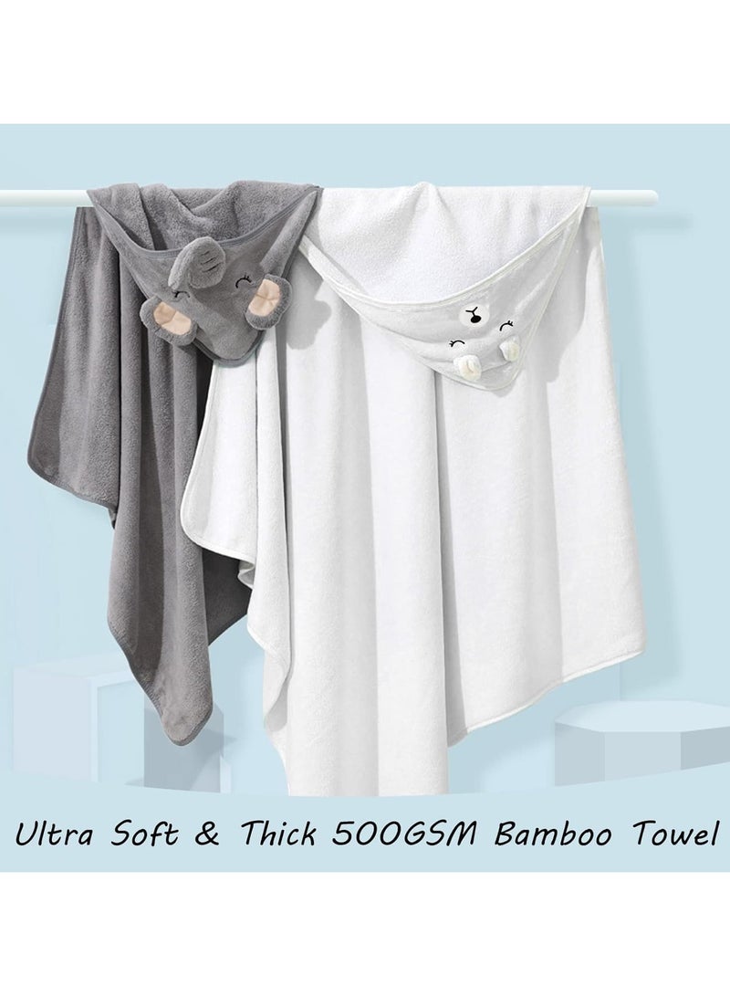 غنافوتو منشفة أطفال قطنية بغطاء رأس، منشفة حمام لطيفة لحديثي الولادة والرضع والأطفال الصغار، مناشف أطفال بغطاء رأس للبنات والأولاد 80 * 80 سم - Image 3