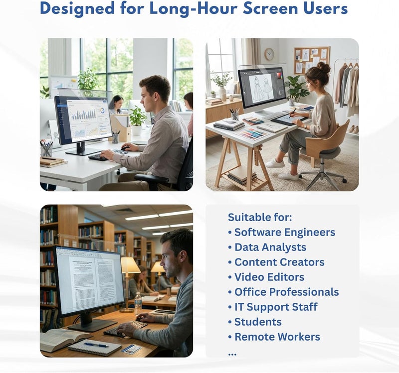 CHEERWE Hanging Blue Light Screen Protector for 20, 21.5, 21.6, 22 Inch Monitor | Filters Blue Light & 99% UV |9H Acrylic, Bubble-Free | Fits 16:9 Widescreen (19.3 × 12.5 inch) - Image 5