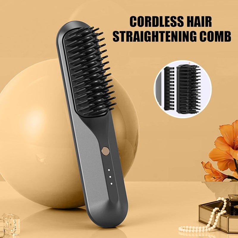 windforgecraft Cordless Hair Straightening Comb - Heat Brush Hair Straightening Brush,3 Temps, Portable, 3D Comb Tooth, Anti-Scald for Women Girls with Frizzy Thick Curly Hair, Travel or Home - Image 5