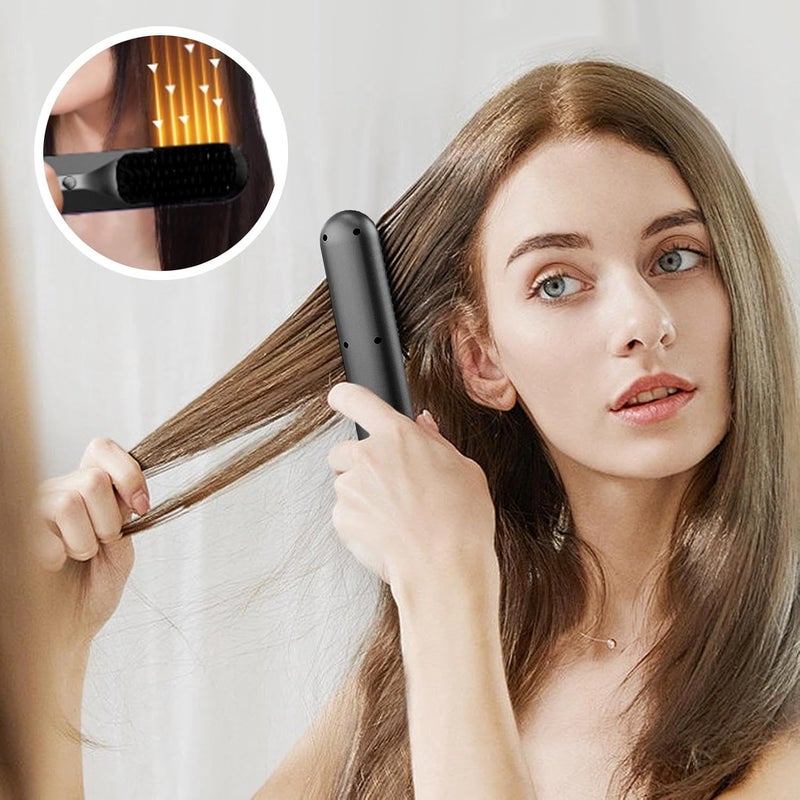 windforgecraft Cordless Hair Straightening Comb - Heat Brush Hair Straightening Brush,3 Temps, Portable, 3D Comb Tooth, Anti-Scald for Women Girls with Frizzy Thick Curly Hair, Travel or Home - Image 2