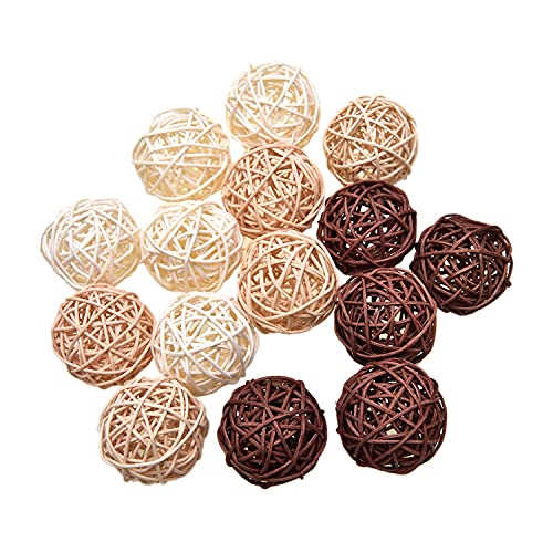 Pomeat 15pcs Wicker Rattan Balls Decorative Ball Orbs Vase Fillers Table Decor, Wedding Party Decoration, Decorative Balls for Centerpiece Bowls - Image 1