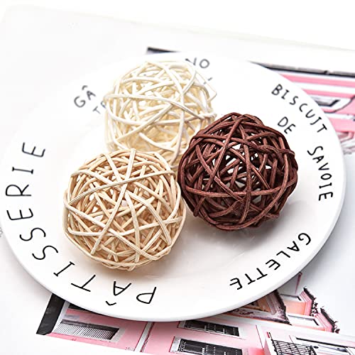 Pomeat 15pcs Wicker Rattan Balls Decorative Ball Orbs Vase Fillers Table Decor, Wedding Party Decoration, Decorative Balls for Centerpiece Bowls - Image 2