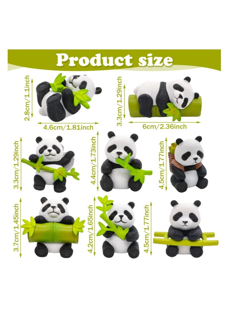 SYOSI 8 Pieces Panda Figures, Panda Figures Set, Panda Figurine Playset, Panda cake topper, Cute Panda Figure, Features Moulded Details, Panda Set Toys gift, Decoration Playset Toys for children party gift - Image 2