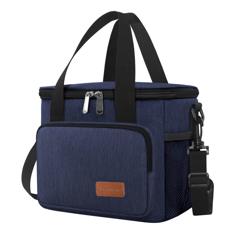 Femuar Lunch Bags for WomenMen Insulated Lunch Bag for Work Office Picnic  Lunch Cooler Bag Leakproof Lunch Box with Adjustable Shoulder Strap  Dark Blue