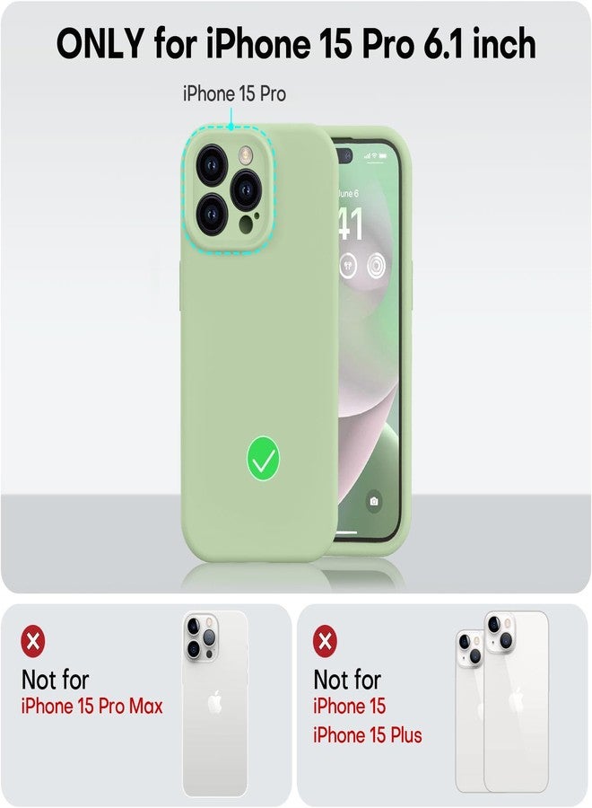 Vooii Compatible with iPhone 15 Pro Case, Upgrade Defender Liquid Silicone, [Enhanced Camera Protection] [Soft Anti-Scratch Microfiber Lining] Shockproof Phone Case iPhone 15 Pro 6.1 inch - Matcha - Image 5