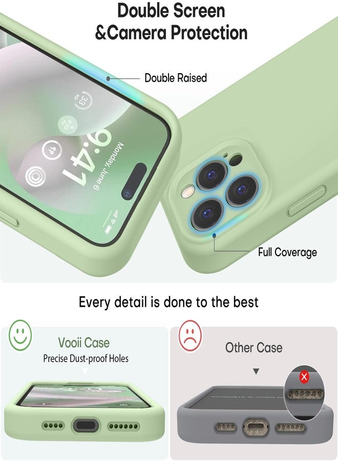 Vooii Compatible with iPhone 15 Pro Case, Upgrade Defender Liquid Silicone, [Enhanced Camera Protection] [Soft Anti-Scratch Microfiber Lining] Shockproof Phone Case iPhone 15 Pro 6.1 inch - Matcha - Image 3