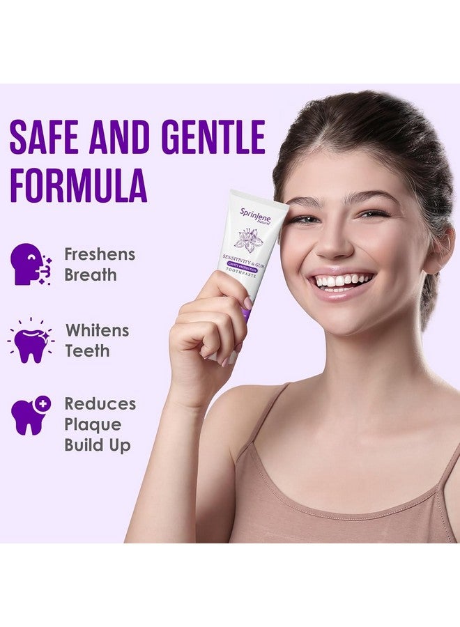 سبرين جين معجون أسنان سبرينجين الطبيعي للحساسية واللثة، بالفلورايد للأسنان الحساسة | معجون أسنان طبيعي لحماية الأسنان من التسوس | عبوة من 4 قطع - Image 2