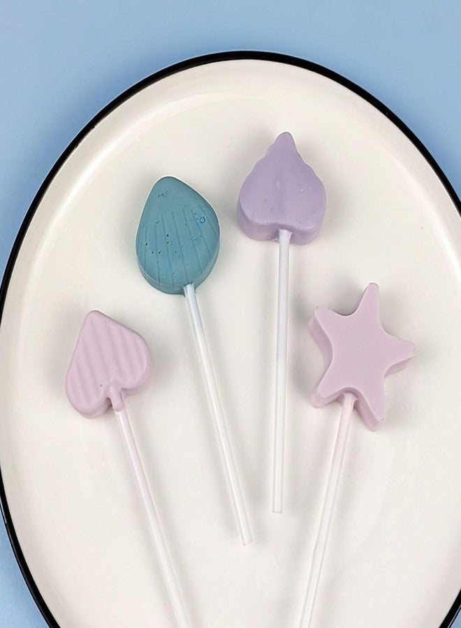 EDUEE Heart Lollipop Molds 2 pcs Silicone Chocolate Mold 6 Cavity Heart Star Shape Lollipop Candy Molds with 25 Sticks - Image 4