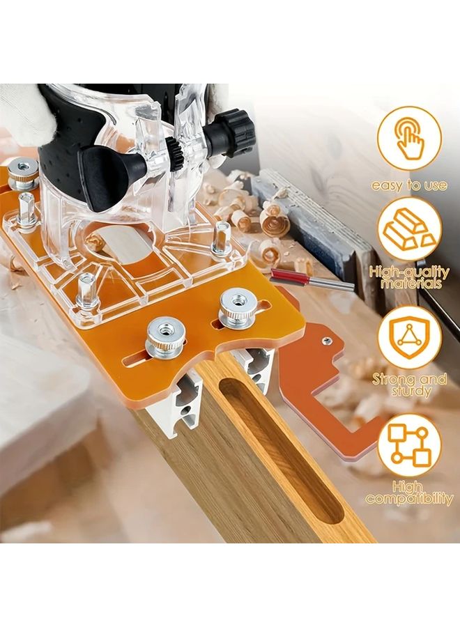1 Set 2 in 1 Woodworking Router Slotting Positioner Invisible Fasteners Clamping Fixture - Image 2
