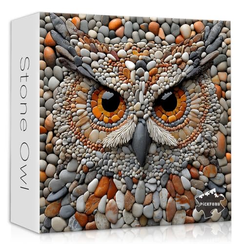 PICKFORU Owl Puzzles for Adults 1000 Pieces Stone Bird Jigsaw Puzzles Hard Unique Difficult Impossible Puzzle Challenging for Adults - Image 1