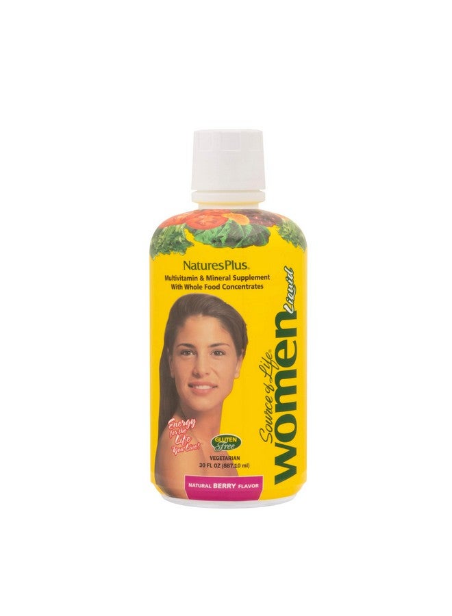 Nature's Plus ناتشرز بلس مصدر الحياة للنساء فيتامينات سائلة 30 أونصة سائلة بنكهة التوت الطبيعي غذاء كامل ومعادن طاقة صحة ودفاع ضد التوتر نباتي خالي من الغلوتين 30 حصة - Image 2