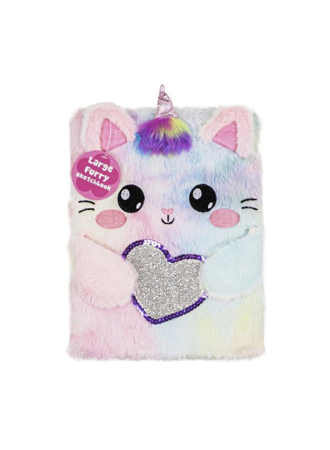 VOTUM Fuzzy Sketch Book: Personalized Artist Sketchbook: Sketching, Drawing and Creative Doodling. Notebook and Sketchbook to Draw and Journal (Cat Unicorn) - Image 1