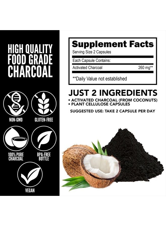 Yerba Prima Activated Coconut Charcoal, 60 Capsules - Natural Detox - Vegetarian, Vegan, Gluten Free, Non GMO - Image 5