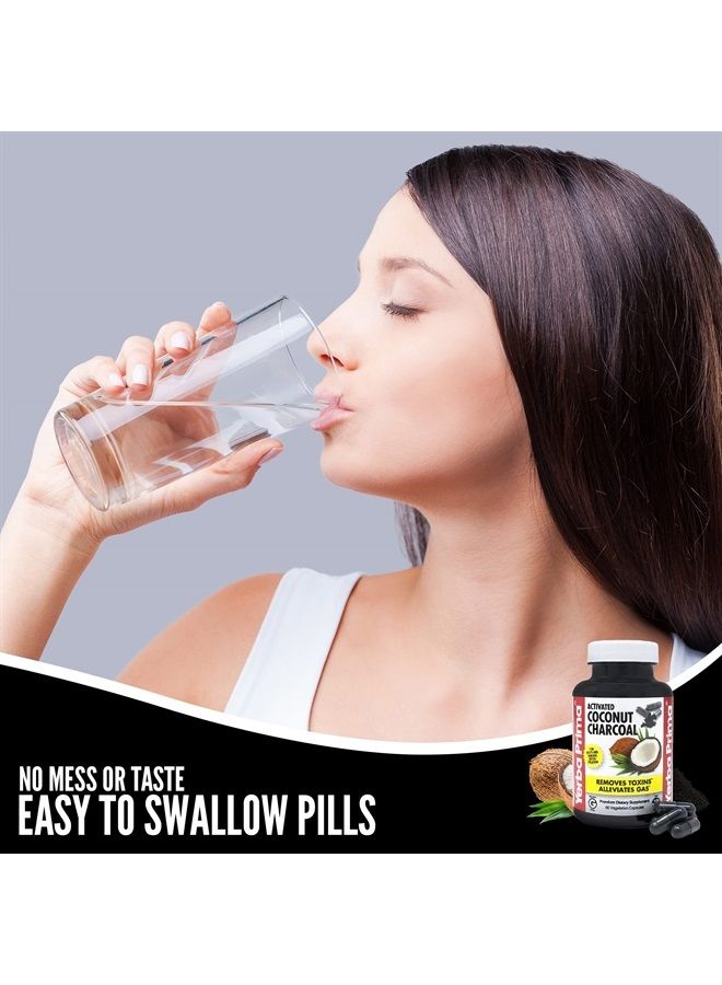 Yerba Prima Activated Coconut Charcoal, 60 Capsules - Natural Detox - Vegetarian, Vegan, Gluten Free, Non GMO - Image 3