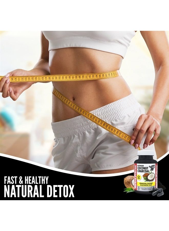 Yerba Prima Activated Coconut Charcoal, 60 Capsules - Natural Detox - Vegetarian, Vegan, Gluten Free, Non GMO - Image 2