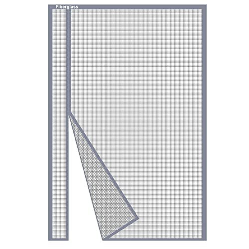 Risareyi Side Opening Magnetic Screen Door in Fiberglass 32x80inch, Grey - Thicken Mesh Screen Magnetic Closure Keep Bugs Out, Reversible for Left/Right Door - Image 1
