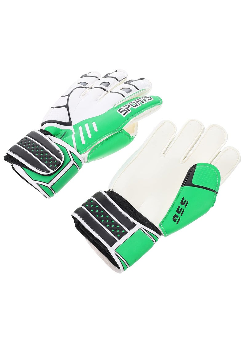 Excefore Children Football Gloves, 7# Kids Youth Football Soccer Goalkeeper Goalie Training Gloves Gear with Strong Grips Palms, Soccer Goalie Goalkeeper Gloves for Kids Boys Children (Green)  - Image 1