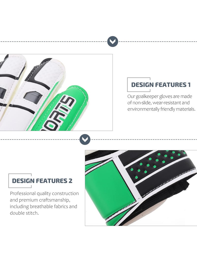 Excefore Children Football Gloves, 7# Kids Youth Football Soccer Goalkeeper Goalie Training Gloves Gear with Strong Grips Palms, Soccer Goalie Goalkeeper Gloves for Kids Boys Children (Green)  - Image 4