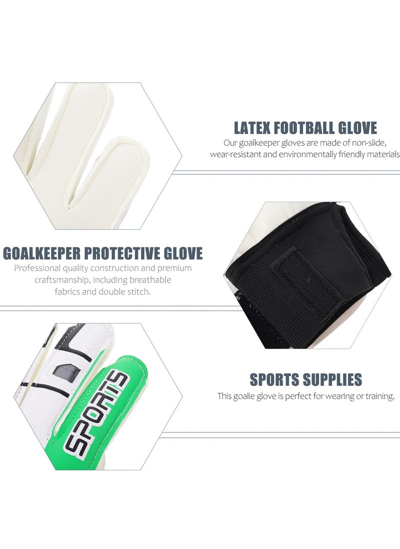 Excefore Children Football Gloves, 7# Kids Youth Football Soccer Goalkeeper Goalie Training Gloves Gear with Strong Grips Palms, Soccer Goalie Goalkeeper Gloves for Kids Boys Children (Green)  - Image 2