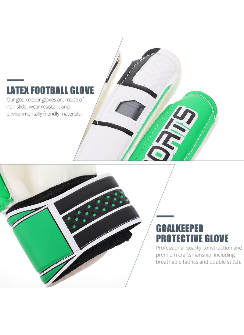 Excefore Children Football Gloves, 7# Kids Youth Football Soccer Goalkeeper Goalie Training Gloves Gear with Strong Grips Palms, Soccer Goalie Goalkeeper Gloves for Kids Boys Children (Green)  - Image 3
