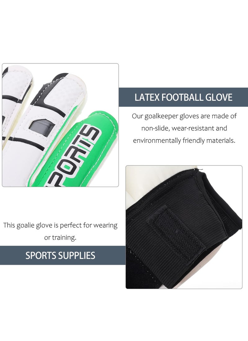 Excefore Children Football Gloves, 7# Kids Youth Football Soccer Goalkeeper Goalie Training Gloves Gear with Strong Grips Palms, Soccer Goalie Goalkeeper Gloves for Kids Boys Children (Green)  - Image 5