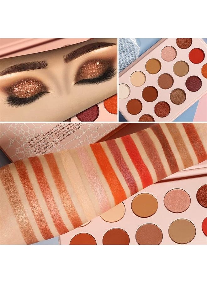 ecofavor - Neutral Eyeshadow Palette - Rose Gold Smokey Red Brown Highly Pigmented Matte Shimmer and Metallic 15 Colors Eye Shadow Pallet - DE'LANCI Professional Warm Natural Tone Bronze Eyeshadow For Beginners - Image 1