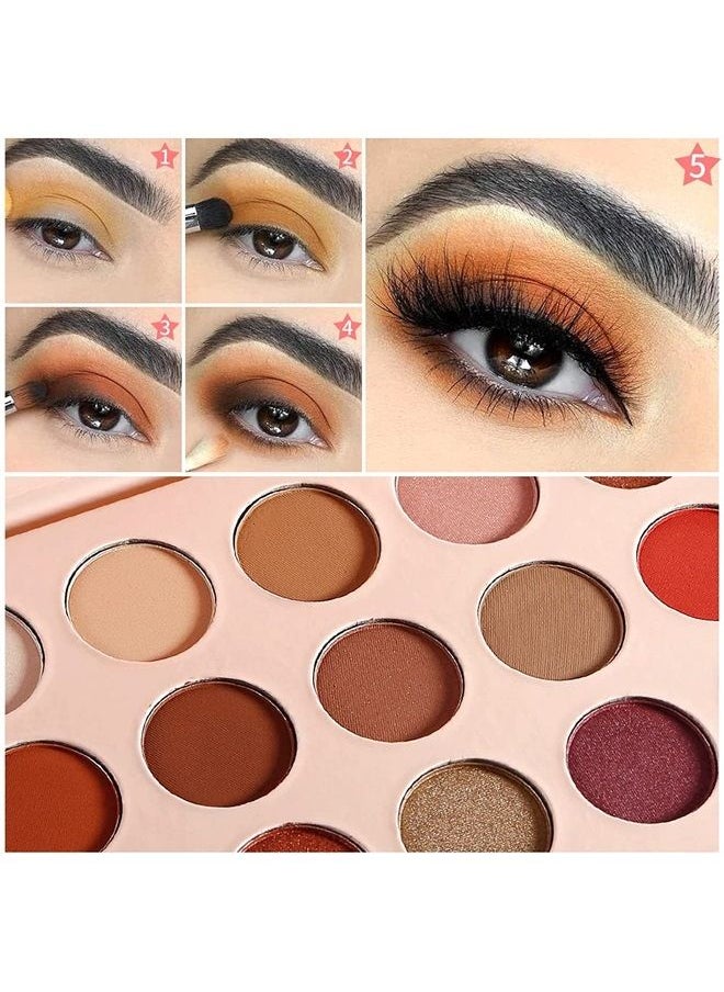 ecofavor - Neutral Eyeshadow Palette - Rose Gold Smokey Red Brown Highly Pigmented Matte Shimmer and Metallic 15 Colors Eye Shadow Pallet - DE'LANCI Professional Warm Natural Tone Bronze Eyeshadow For Beginners - Image 1