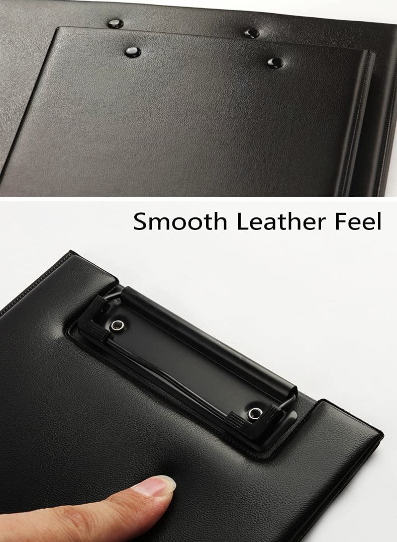 SYOSI Leather A5 Foldable Clipboard, 2 Pcs, Thicken PU File Folder, 360-Degree Over Flip Writing Pad, Document Storage Organizer for Business Meetings and Office Use - Image 3