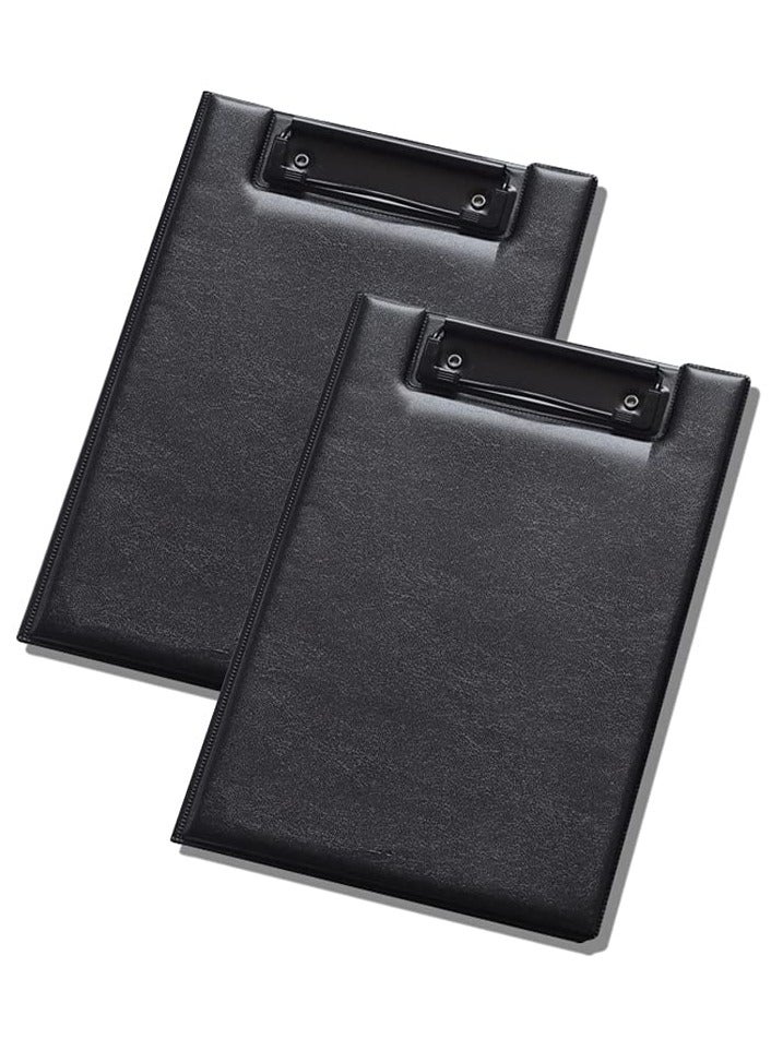 SYOSI Leather A5 Foldable Clipboard, 2 Pcs, Thicken PU File Folder, 360-Degree Over Flip Writing Pad, Document Storage Organizer for Business Meetings and Office Use - Image 1