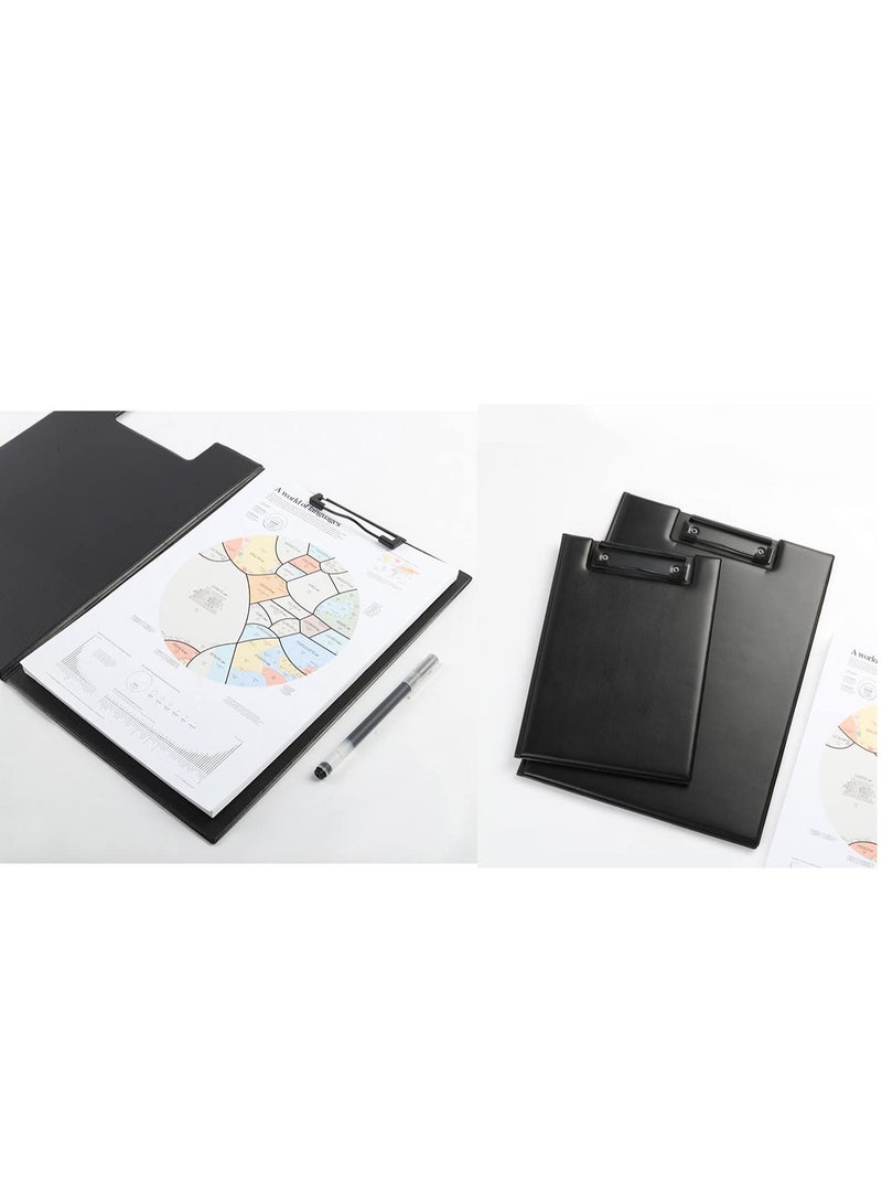 SYOSI Leather A5 Foldable Clipboard, 2 Pcs, Thicken PU File Folder, 360-Degree Over Flip Writing Pad, Document Storage Organizer for Business Meetings and Office Use - Image 2