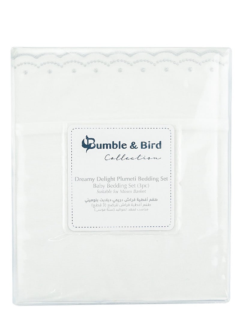 Bumble & Bird Bumble & Bird - Plumeti Baby Bedding Set For Moses Basket - 3pcs - Grey  - Image 2