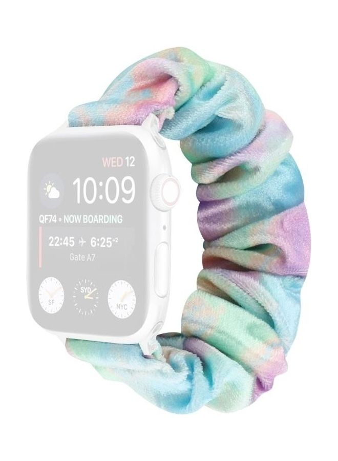 HuHa Flannel Hair Ring Replacement Watchband For Apple Watch Series 7 45mm/6 u0026 SE u0026 5 u0026 4 44mm/3 u0026 2 u0026 1 42mm Multicolour - Image 1