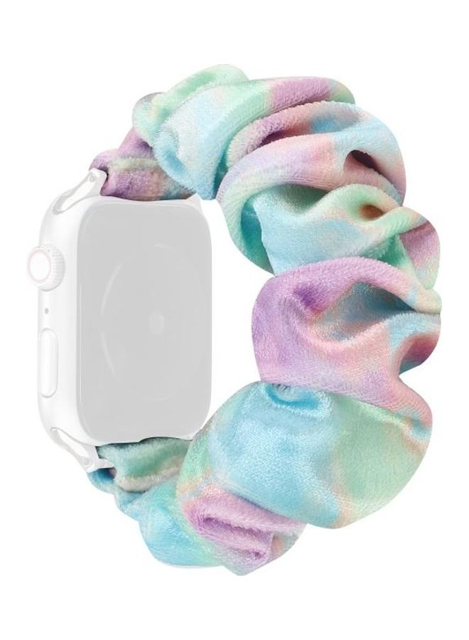 HuHa Flannel Hair Ring Replacement Watchband For Apple Watch Series 7 45mm/6 u0026 SE u0026 5 u0026 4 44mm/3 u0026 2 u0026 1 42mm Multicolour - Image 4